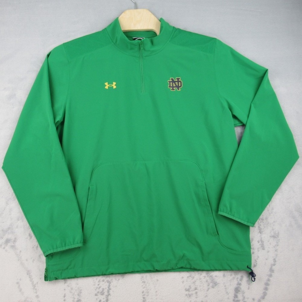 Under Armour Notre Dame Mens 2XL Green Quarter Zip Pullover Jacket UM8469
